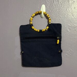 Old Navy Black Clutch with Yellow Beaded Handle